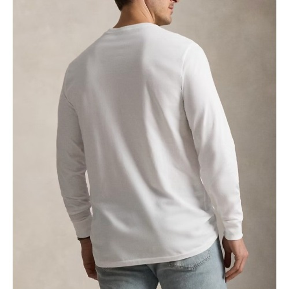 Polo Ralph Lauren White Long Sleeve T-Shirt Men's XL Blue Logo on Chest Preppy - Picture 2 of 9